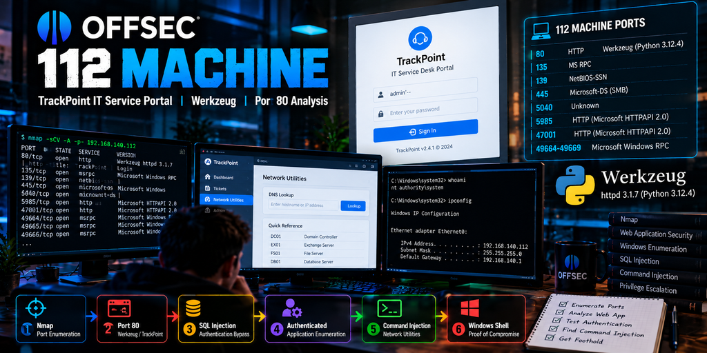 OffSec 112 Machine TrackPoint IT Service Portal and Werkzeug port 80 analysis
